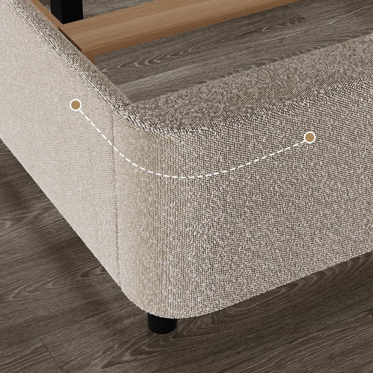 Twin Size Boucle Bed Frame, Upholstered Bed Frame with Headboard, Twin Bed Frames for Kids, Thickened Footboard/Rounded Corners/Adjustable Headboard/No Box Spring Needed/Easy Assembly, Beige