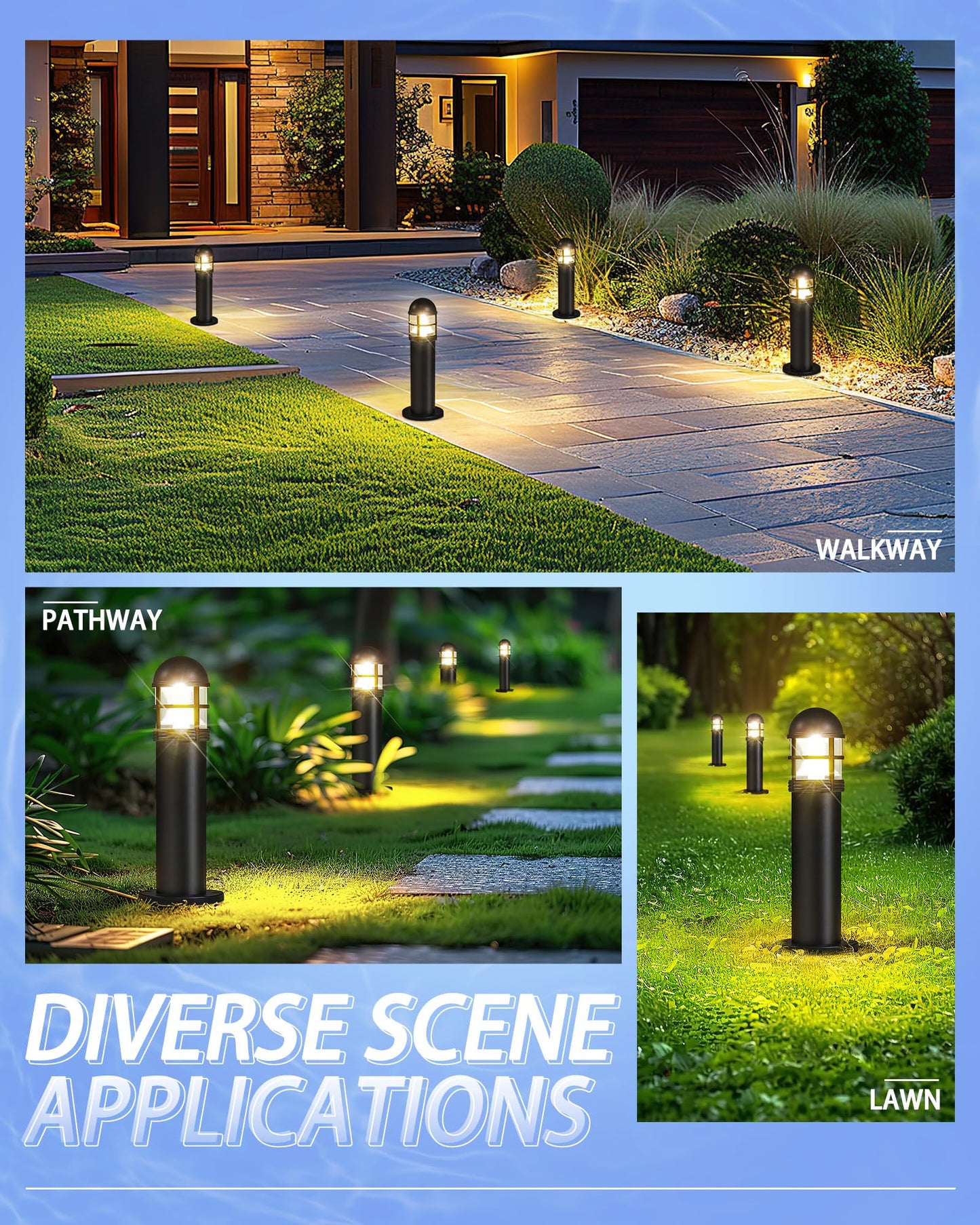 MOON-DE-AGE 6 Pack LED Low Voltage Landscape Lights, 200LM 12V IP67 Waterproof Holiday Pathway Lighting for Patio, Sidewalk, Driveway, Cast-Aluminum, 2700K Warm White
