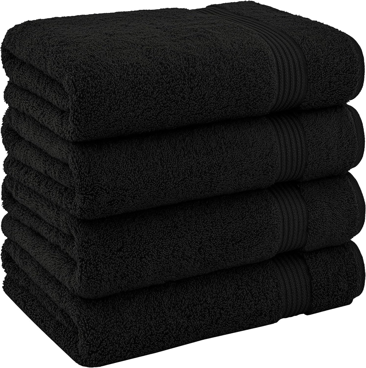 Cotton Paradise 100% Cotton Turkish Towel Set, Soft Absorbent Quick Dry, 4 Piece Bath Towel Set, Coal Black