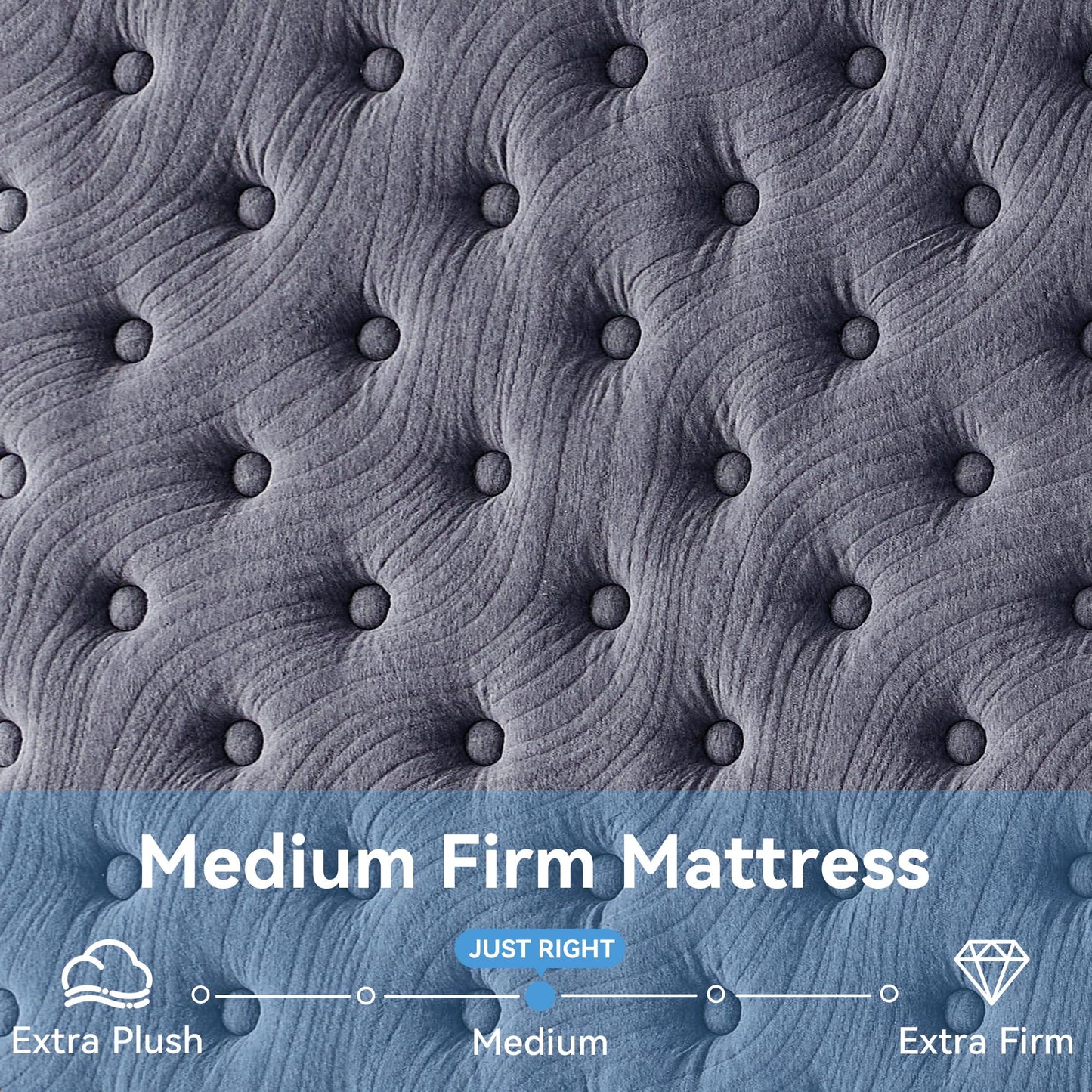 Susalt Queen Mattress, 12 Inch Hybrid Mattress in a Box, Gel Memory Foam, Medium Firm, Edge Support, Motion Isolation, Pressure Relief, Zoned Support Spring, CertiPUR-US Certified, Black & Gray