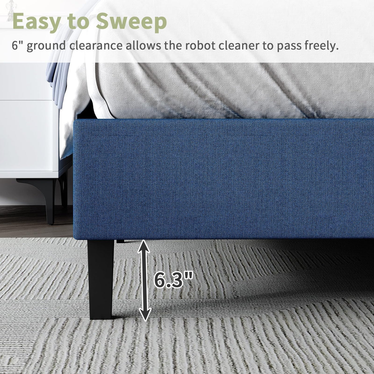 MaverickFurni Twin Bed Frame, Upholstered Platform Bed with Button Tufted Headboard, Blue Bed Frame Twin Size for Kids Girls Boys, No Box Spring Required, Easy Assembly, Blue
