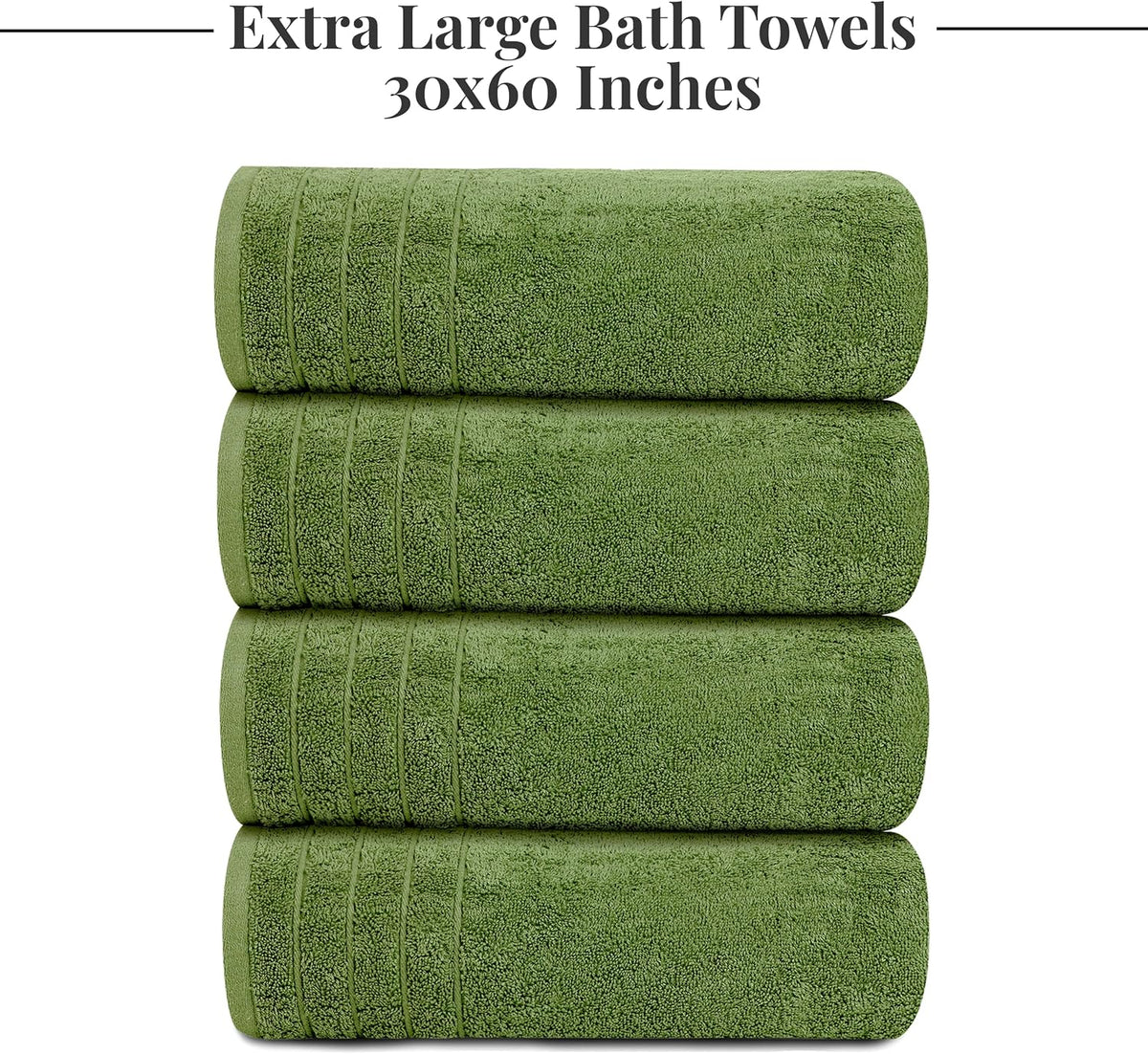 Tens Towels 4 Piece Extra Large Bath Towels 30 x 60 Inches, Green