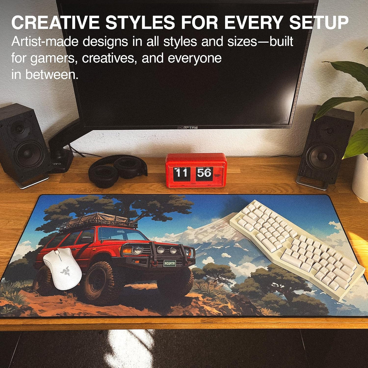 MPCO. Osakas-Overlander Large Gaming Desk Pad, 36" x 17" Duraglyde Desk Mat