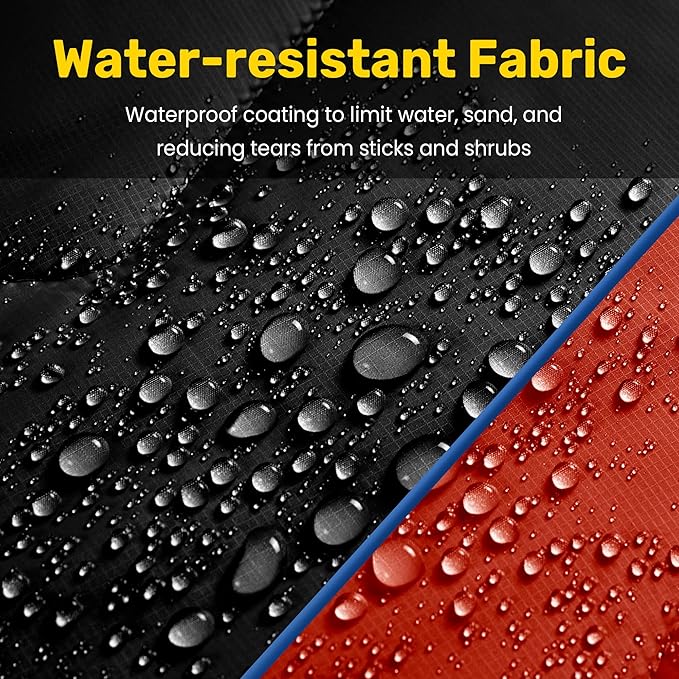 UNIKOME Outdoor Packable Camping Blanket, Lightweight Travel Blanket for Camping, Dual-Sides Puffy Down Alternative Camping Blanket with Snap Clasps, 75"×52", Black&Red