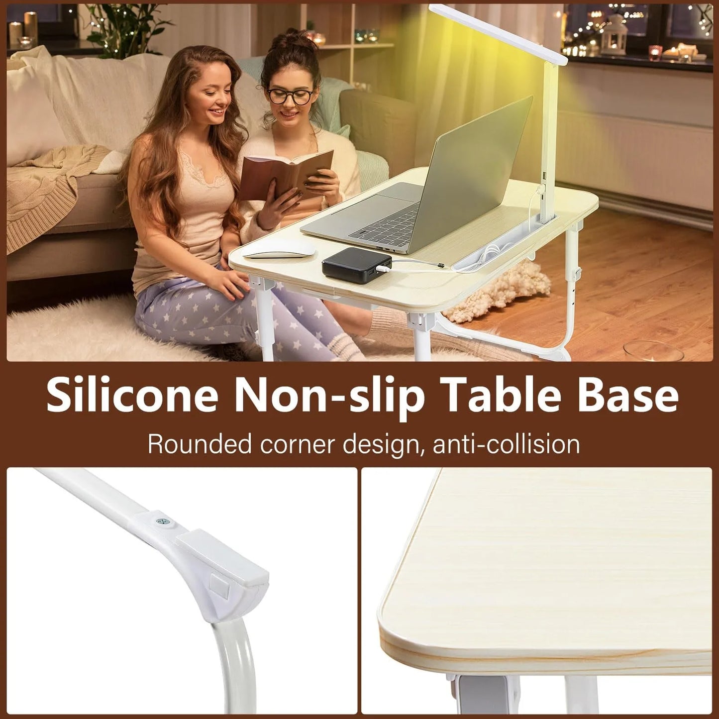 Laptop Desk for Bed with LED Light