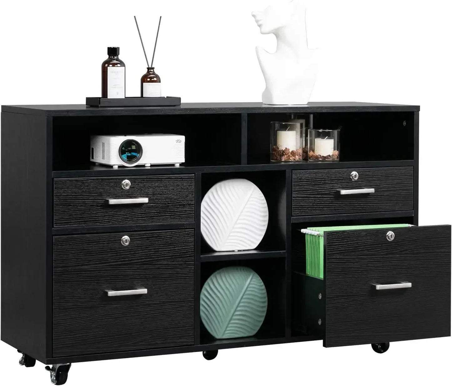 Wide 4-Drawer Office File Cabinet with Lock