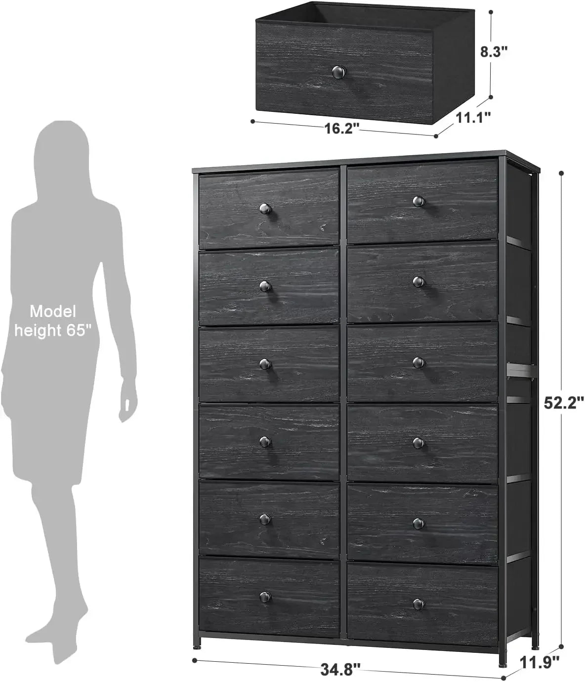 Tall Bedroom Dresser with Drawers