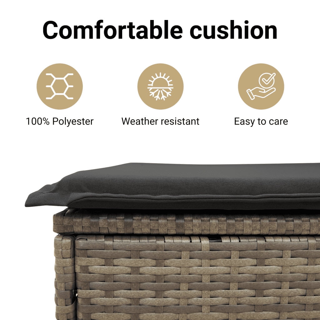vidaXL Garden Sofa Set Gray PE rattan 5 Piece Adjustable Armrests