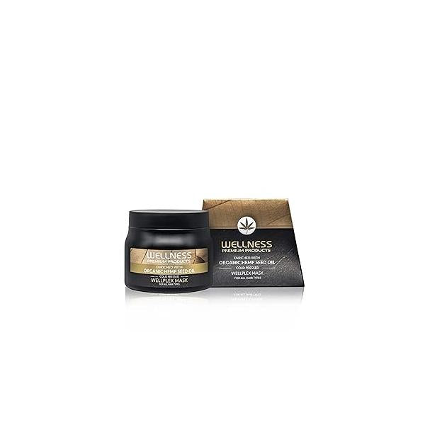 Wellness Premium Wellplex Hair Mask for All Types | Enriched with Organic Cold Pressed Hemp Seed Oil Clean Beauty Ingredients (500 mL)