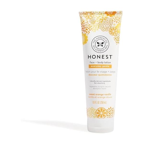The Honest Company Perfectly Gentle Sweet Orange Vanilla Face and Body Lotion with Naturally Derived Botanicals, Vanilla, 8.5 Fluid Ounce