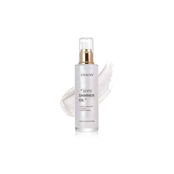 Liyalan Shimmer Body Oil Rose Gold 5 Color Bronze Face Glow Pearl Highlighter Illuminator body Makeup Shine Glitter Liquid Taning 3.38 Fl Oz