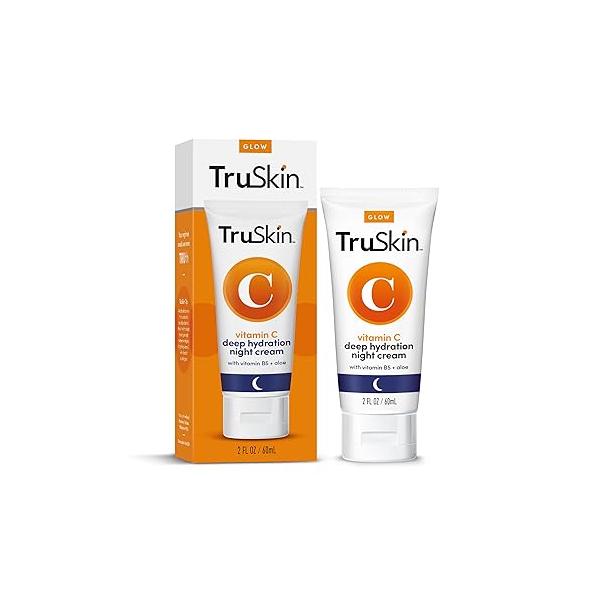 TruSkin Vitamin C Night Cream - Skin’s Natural Collagen Supporting Blend with Cocoa Butter, B5, Botanical Essential Oils Brightening and Hydrating Face & Neck, Firmer-Feeling Skin, 2 fl oz