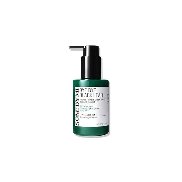 SOME BY MI Bye Blackhead 30 Days Miracle Green Tea Tox Bubble Cleanser - 4.23oz, 120g Korean Face Wash & Mask Daily Blackhead-Removing Pore Minimizer for Skin Care